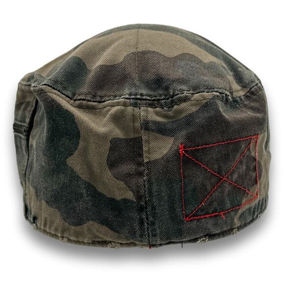 Army Cadet Hat Distressed Round Top BDU Baseball Castro Cap With Zippered Pocket - Picture 4 of 8